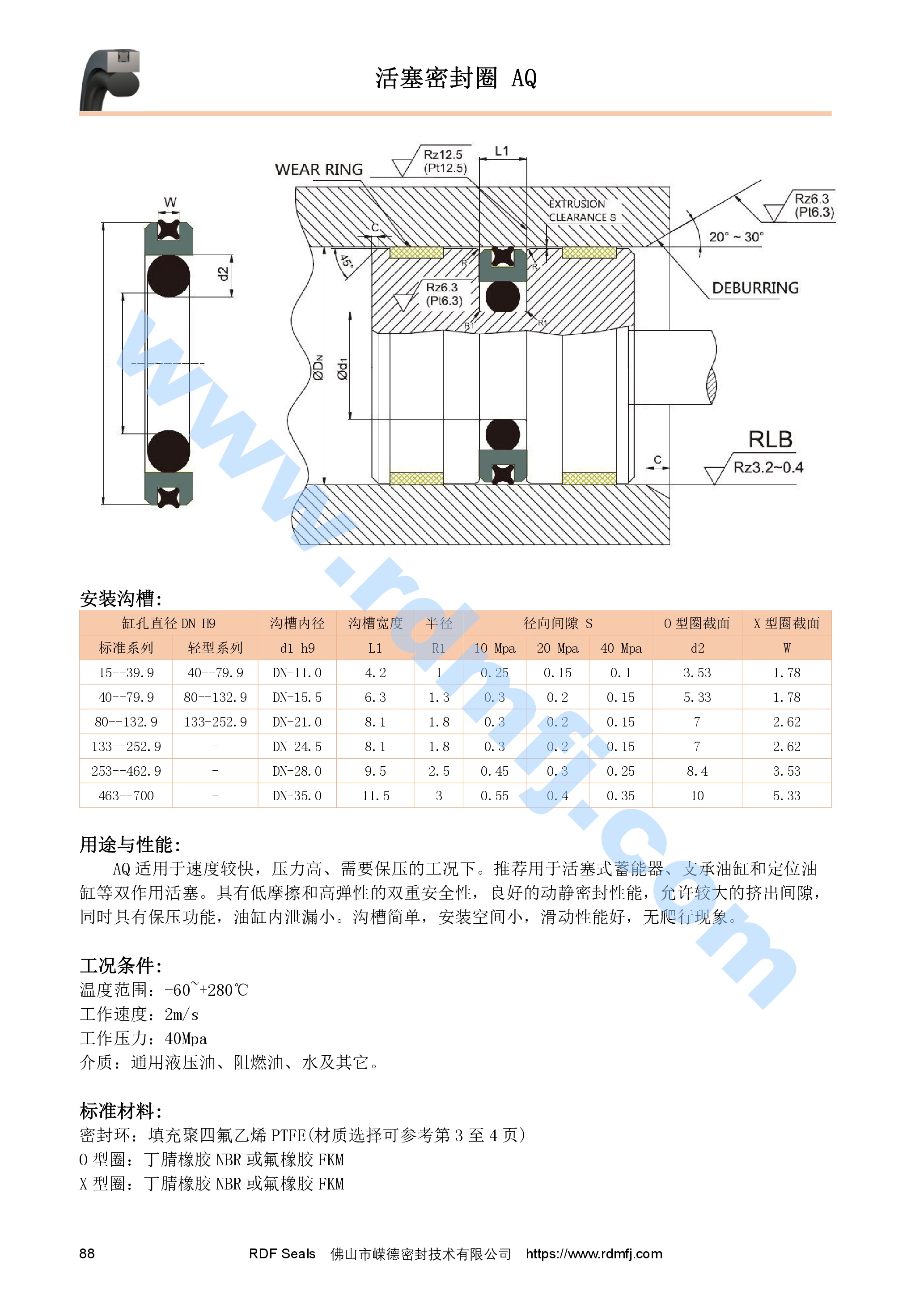 AQ封安裝溝槽尺寸