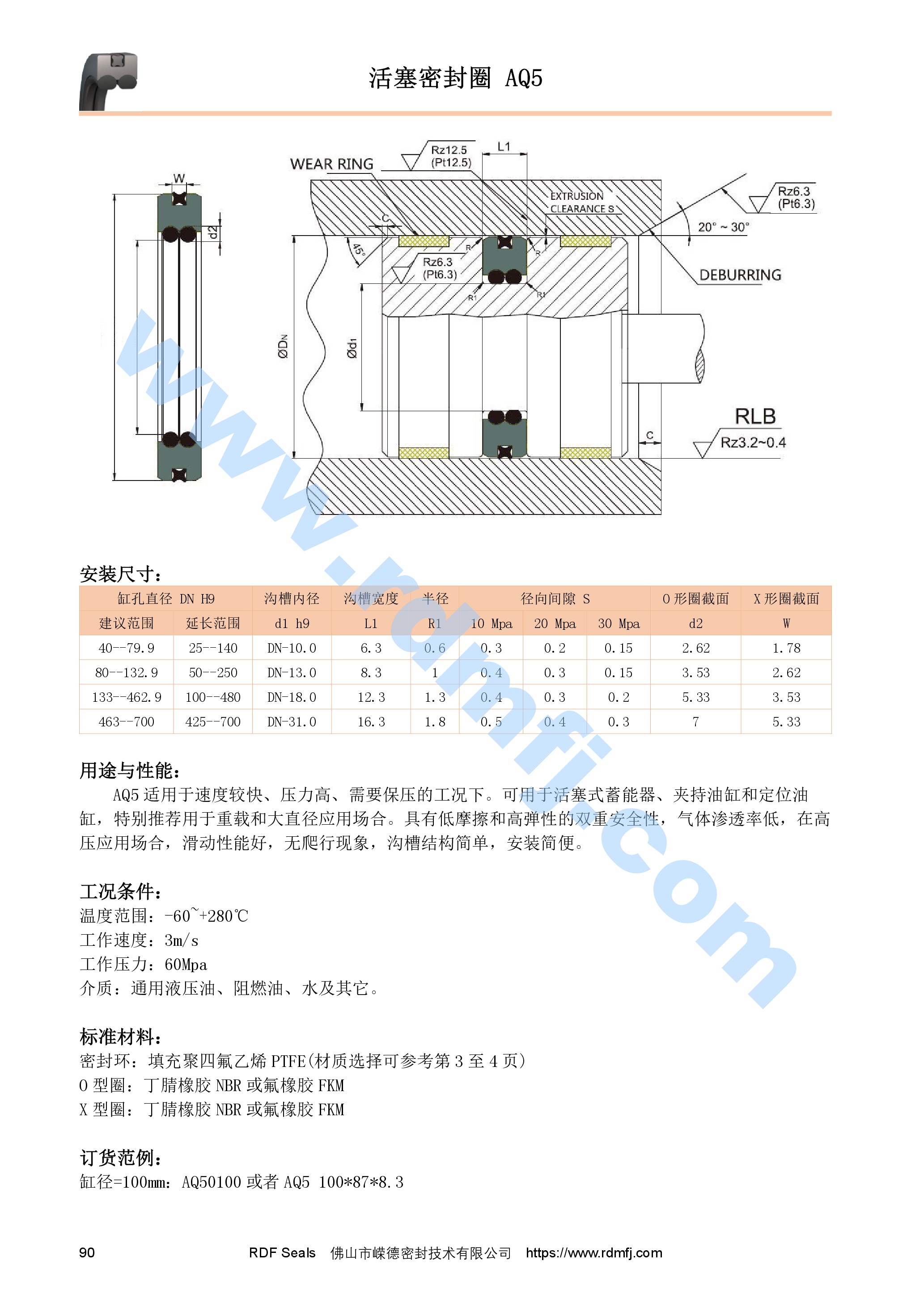 5型AQ封安裝溝槽尺寸