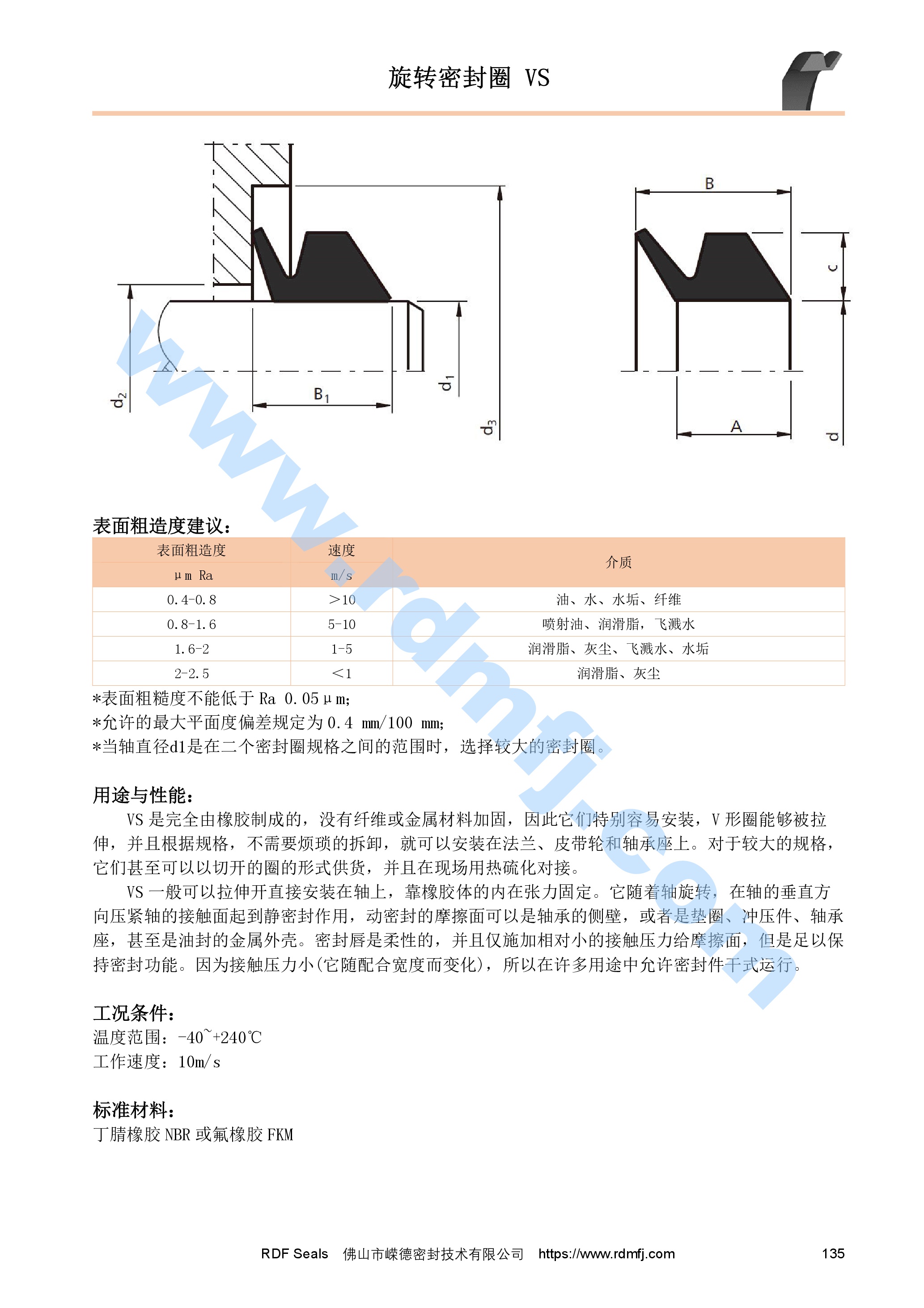 VS型水封安裝溝槽尺寸