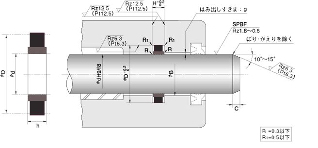 進口四氟油封SPN安裝圖