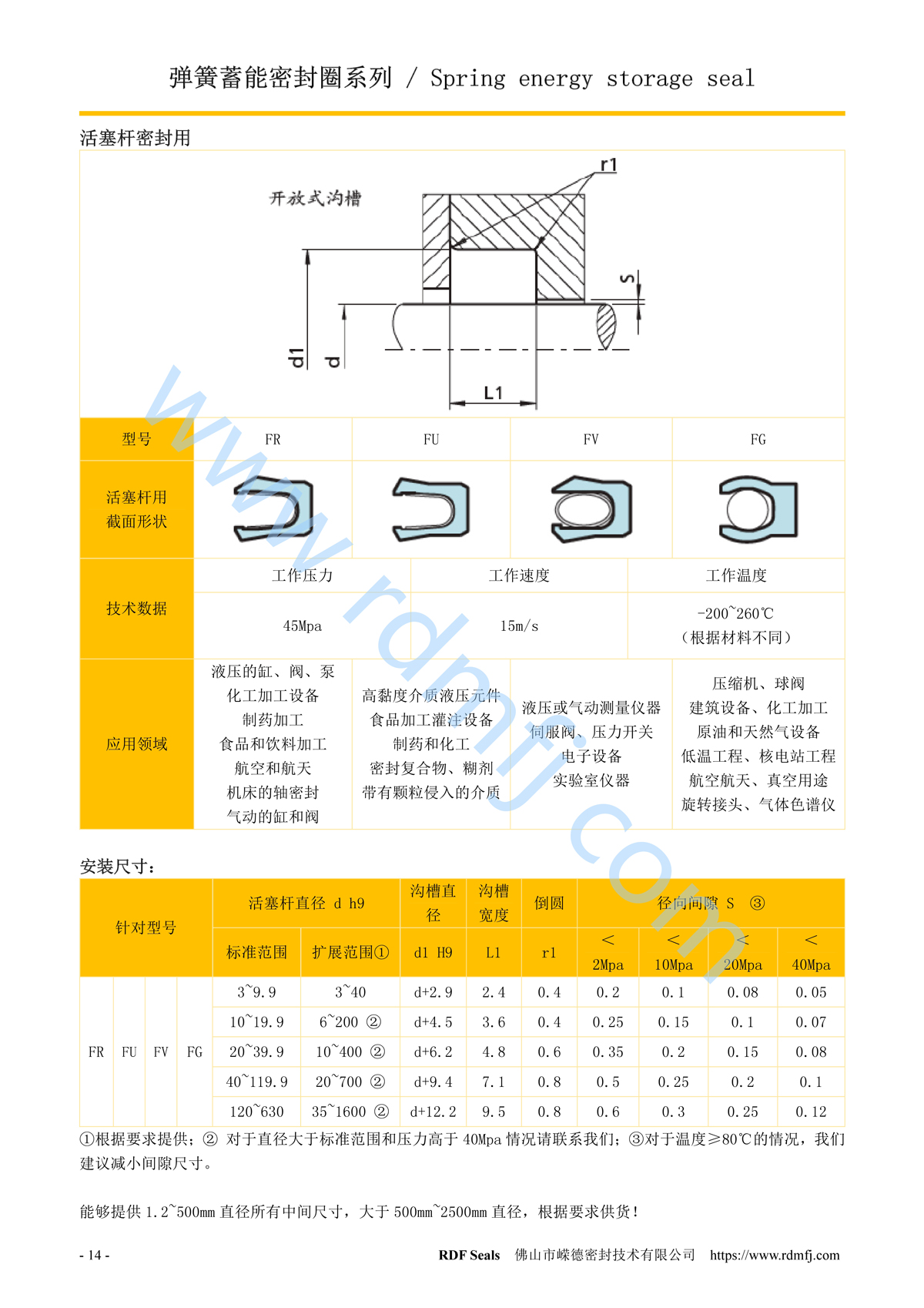 彈簧蓄能泛塞封規(guī)格